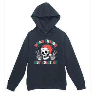 Dead Inside But Jolly Af Christmas Spirit Skeleton Skull Urban Pullover Hoodie