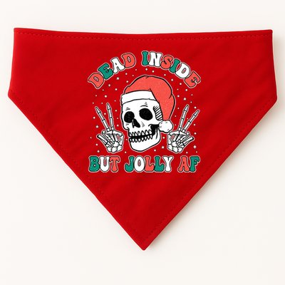 Dead Inside But Jolly Af Christmas Spirit Skeleton Skull USA-Made Doggie Bandana