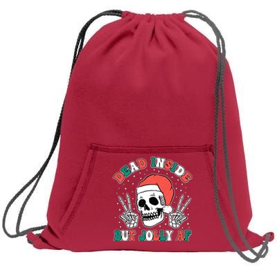 Dead Inside But Jolly Af Christmas Spirit Skeleton Skull Sweatshirt Cinch Pack Bag