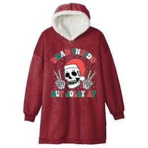 Dead Inside But Jolly Af Christmas Spirit Skeleton Skull Hooded Wearable Blanket