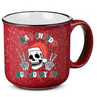 Dead Inside But Jolly Af Christmas Spirit Skeleton Skull 15oz Campfire Ceramic Mug