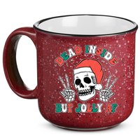Dead Inside But Jolly Af Christmas Spirit Skeleton Skull 15oz Campfire Ceramic Mug