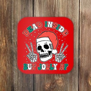 Dead Inside But Jolly Af Christmas Spirit Skeleton Skull Coaster