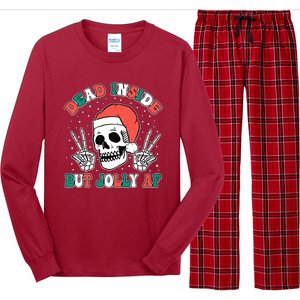 Dead Inside But Jolly Af Christmas Spirit Skeleton Skull Long Sleeve Pajama Set