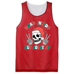 Dead Inside But Jolly Af Christmas Spirit Skeleton Skull Mesh Reversible Basketball Jersey Tank