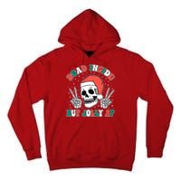 Dead Inside But Jolly Af Christmas Spirit Skeleton Skull Tall Hoodie