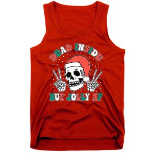 Dead Inside But Jolly Af Christmas Spirit Skeleton Skull Tank Top