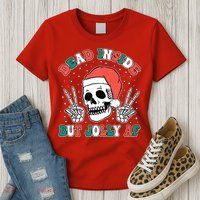 Dead Inside But Jolly Af Christmas Spirit Skeleton Skull Womens T-Shirt