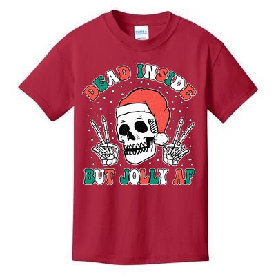 Dead Inside But Jolly Af Christmas Spirit Skeleton Skull Kids T-Shirt