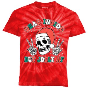 Dead Inside But Jolly Af Christmas Spirit Skeleton Skull Kids Tie-Dye T-Shirt