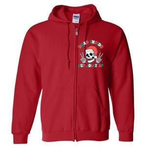 Dead Inside But Jolly Af Christmas Spirit Skeleton Skull Full Zip Hoodie