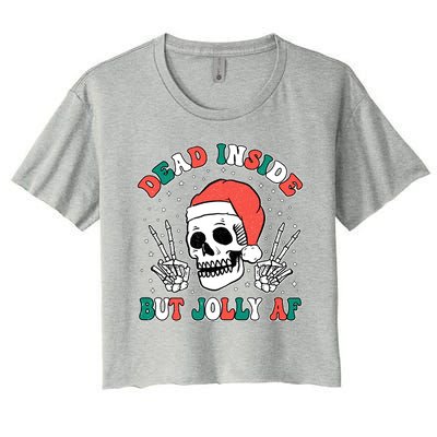 Dead Inside But Jolly Af Christmas Spirit Skeleton Skull Women's Crop Top Tee