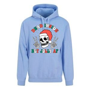 Dead Inside But Jolly Af Christmas Spirit Skeleton Skull Unisex Surf Hoodie