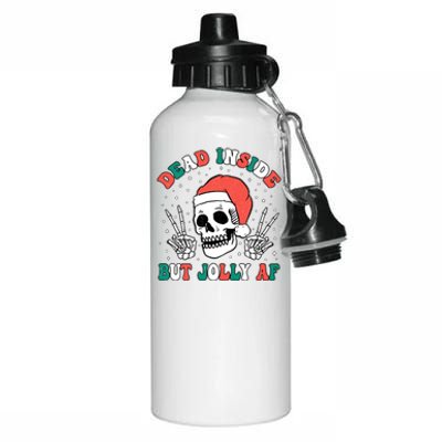 Dead Inside But Jolly Af Christmas Spirit Skeleton Skull Aluminum Water Bottle 