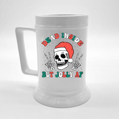 Dead Inside But Jolly Af Christmas Spirit Skeleton Skull Beer Stein