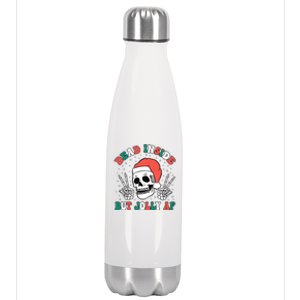 Dead Inside But Jolly Af Christmas Spirit Skeleton Skull Stainless Steel Insulated Water Bottle