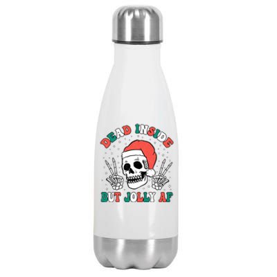 Dead Inside But Jolly Af Christmas Spirit Skeleton Skull Stainless Steel Insulated Water Bottle