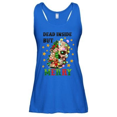 Dead Inside But Merry Christmas Skeleton Skull Xmas Holiday Gift Ladies Essential Flowy Tank