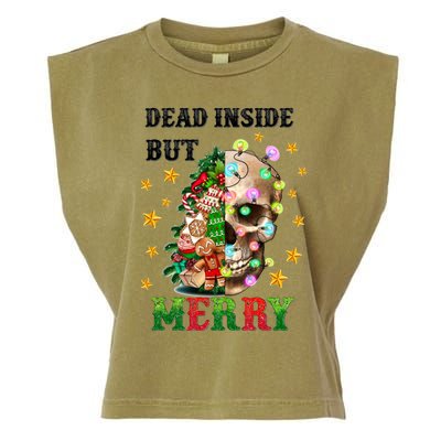 Dead Inside But Merry Christmas Skeleton Skull Xmas Holiday Gift Garment-Dyed Women's Muscle Tee