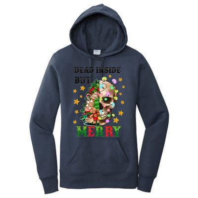 Dead Inside But Merry Christmas Skeleton Skull Xmas Holiday Gift Women's Pullover Hoodie