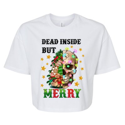 Dead Inside But Merry Christmas Skeleton Skull Xmas Holiday Gift Bella+Canvas Jersey Crop Tee