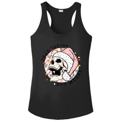 Dead Inside But Merry Christmas Skull Skeleton Santa Hat Gift Ladies PosiCharge Competitor Racerback Tank