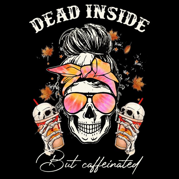 Dead Inside But Caffeinated Messy Bun Coffee Halloween Women 16 in Basic Backpack