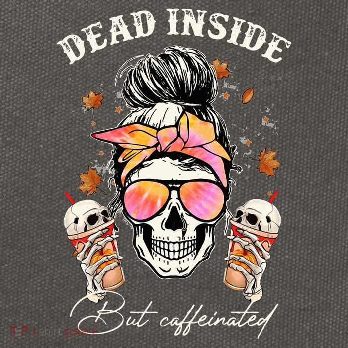 Dead Inside But Caffeinated Messy Bun Coffee Halloween Women Cotton Canvas Backpack