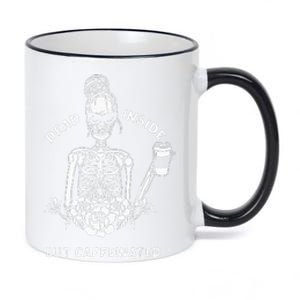 Dead Inside But Caffeinated Skeleton Flower Coffee Lover 11oz Black Color Changing Mug