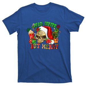 Dead Inside But Merry Festive Skeleton Funny Christmas Gift T-Shirt