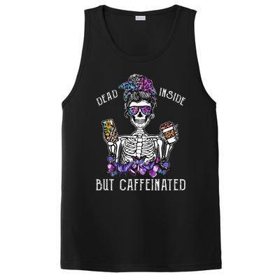 Dead Inside But Caffeinated Skeleton Flower Coffee Lover PosiCharge Competitor Tank