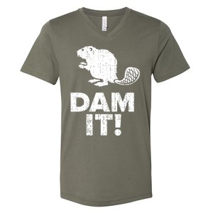 Dam It Beaver Funny Beaver Saying V-Neck T-Shirt