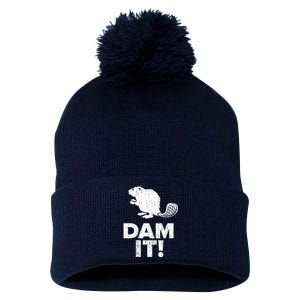 Dam It Beaver Funny Beaver Saying Pom Pom 12in Knit Beanie