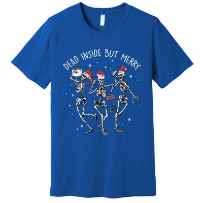 Dead Inside But Merry Funny Dancing Skeleton Christmas Nurse Gift Premium T-Shirt