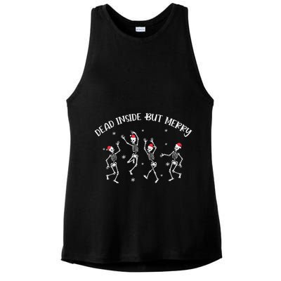 Dead Inside But Merry Dancing Skeleton Funny Dance Ladies PosiCharge Tri-Blend Wicking Tank