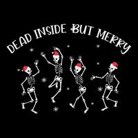 Dead Inside But Merry Dancing Skeleton Funny Dance Drawstring Bag
