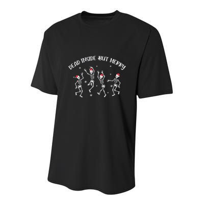 Dead Inside But Merry Dancing Skeleton Funny Dance Youth Performance Sprint T-Shirt