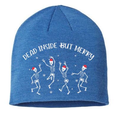 Dead Inside But Merry Dancing Skeleton Funny Dance Sustainable Beanie