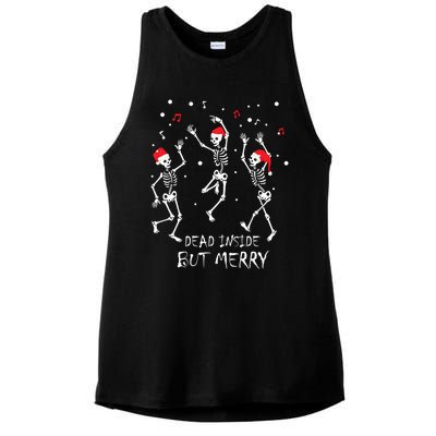 Dead Inside But Merry Funny Skeleton Christmas Gift Ladies PosiCharge Tri-Blend Wicking Tank