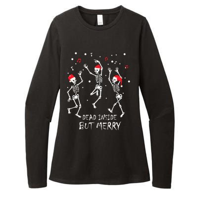 Dead Inside But Merry Funny Skeleton Christmas Gift Womens CVC Long Sleeve Shirt