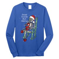 Dead Inside But Merry Funny Skeleton Coffee Christmas Gift Long Sleeve Shirt