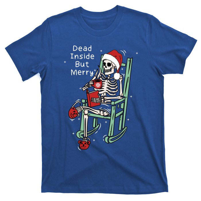 Dead Inside But Merry Funny Skeleton Coffee Christmas Gift T-Shirt