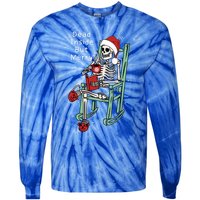 Dead Inside But Merry Funny Skeleton Coffee Christmas Gift Tie-Dye Long Sleeve Shirt