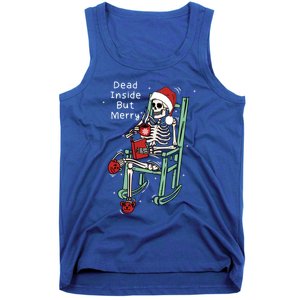 Dead Inside But Merry Funny Skeleton Coffee Christmas Gift Tank Top