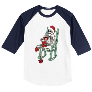 Dead Inside But Merry Funny Skeleton Coffee Christmas Gift Baseball Sleeve Shirt