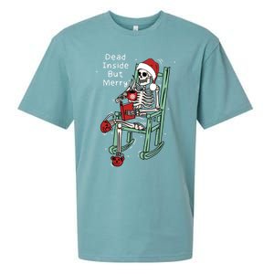 Dead Inside But Merry Funny Skeleton Coffee Christmas Gift Sueded Cloud Jersey T-Shirt