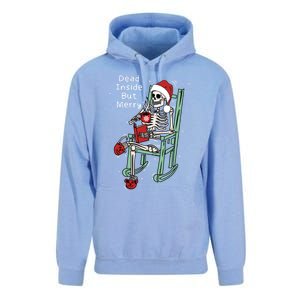 Dead Inside But Merry Funny Skeleton Coffee Christmas Gift Unisex Surf Hoodie