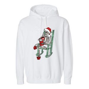 Dead Inside But Merry Funny Skeleton Coffee Christmas Gift Garment-Dyed Fleece Hoodie