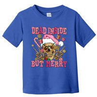 Dead Inside But Merry Pink Christmas Skeleton Santa Hat Gift Toddler T-Shirt