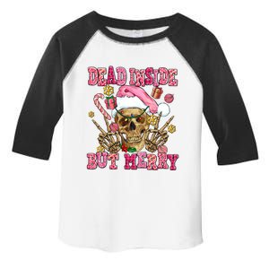 Dead Inside But Merry Pink Christmas Skeleton Santa Hat Gift Toddler Fine Jersey T-Shirt